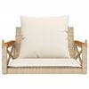 vidaXL Swing Bench with Cushions Beige 24.8x24.4x15.7" Poly Rattan