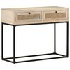 vidaXL Console Table Bleached wood, natural cane, black steel