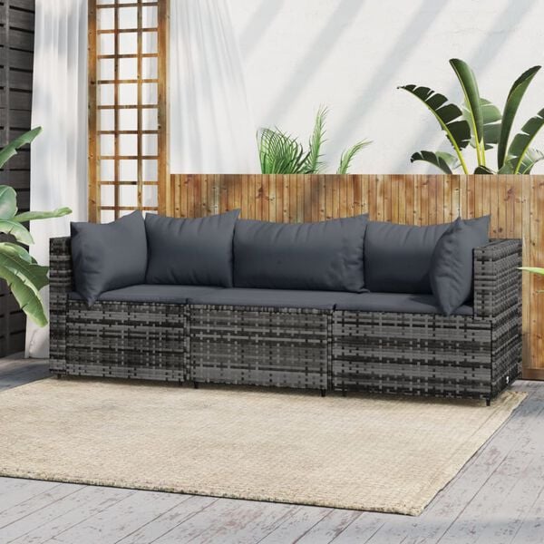 vidaXL Patio Lounge Set Grey with Anthracite cushions