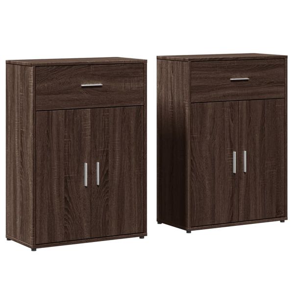 vidaXL Sideboards 2 pcs Brown Oak 23.6"x11.8"x33.1" Engineered Wood