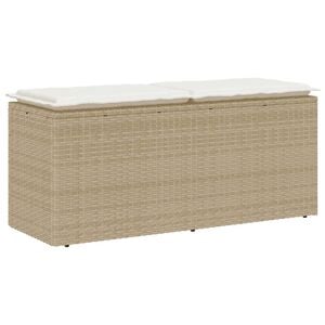 vidaXL Patio Bench with Cushion Beige 43.3x15.7x17.3" Poly Rattan
