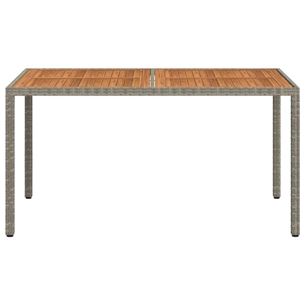 vidaXL Garden Table Grey Poly rattan, powder-coated steel, solid acacia wood