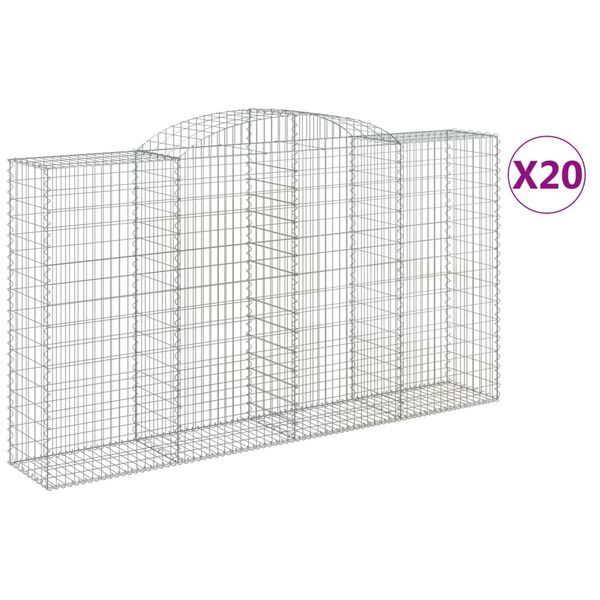 vidaXL Gabion Basket Set of 20 Silver Galvanized Iron Large
