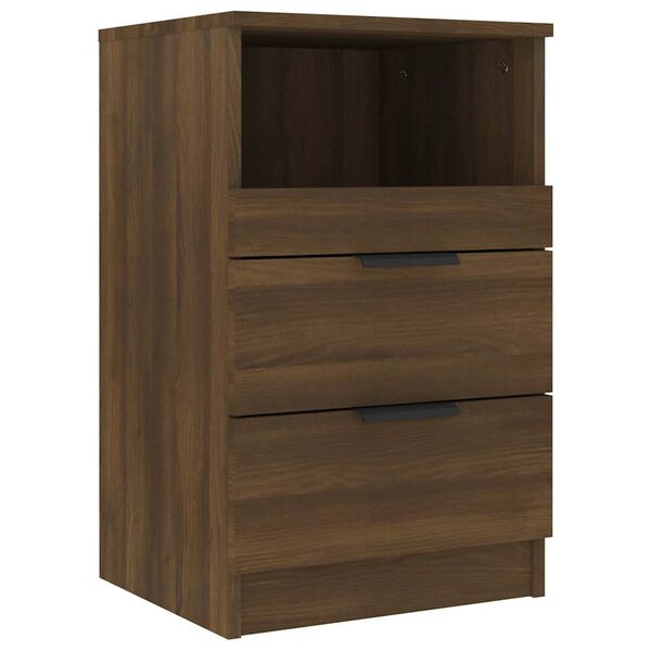 vidaXL Bedside Cabinet Brown Oak Engineered Wood 15.7 x 14.2 x 25.6 in
