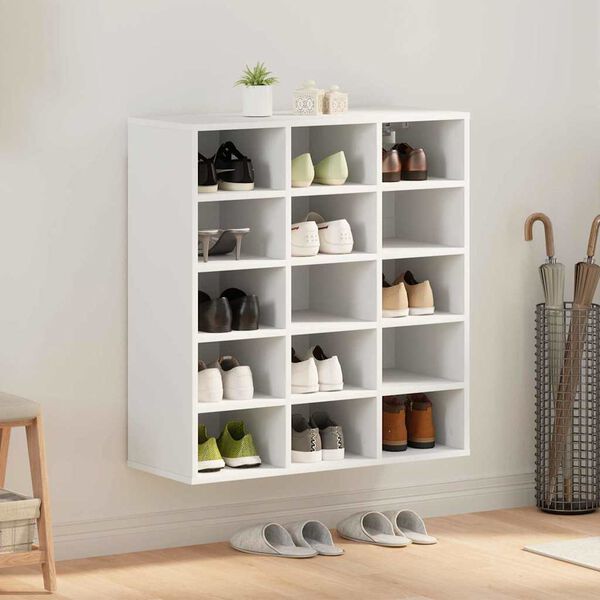 vidaXL Shoe Cabinet White 30.51 x 11.81 x 32.87 in Engineered Wood