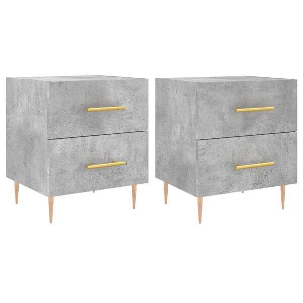 vidaXL Bedside Cabinet Set of 2 Concrete grey Engineered wood, iron