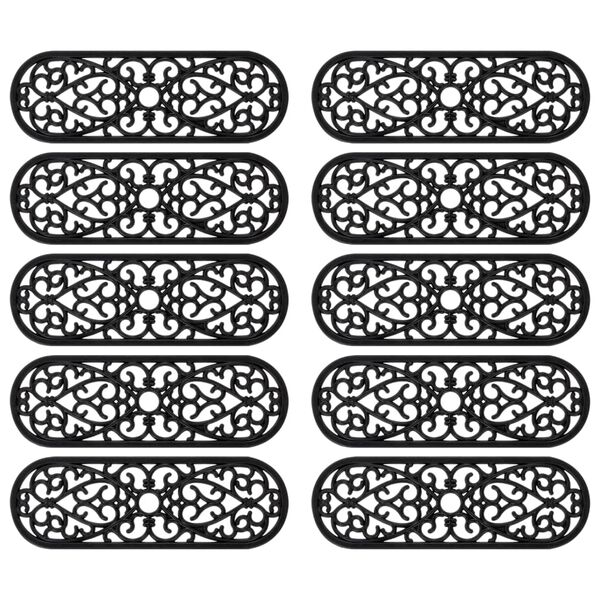 vidaXL Stair Tread Black Rubber 29.5 x 9.8 in Stair Tread Rectangular