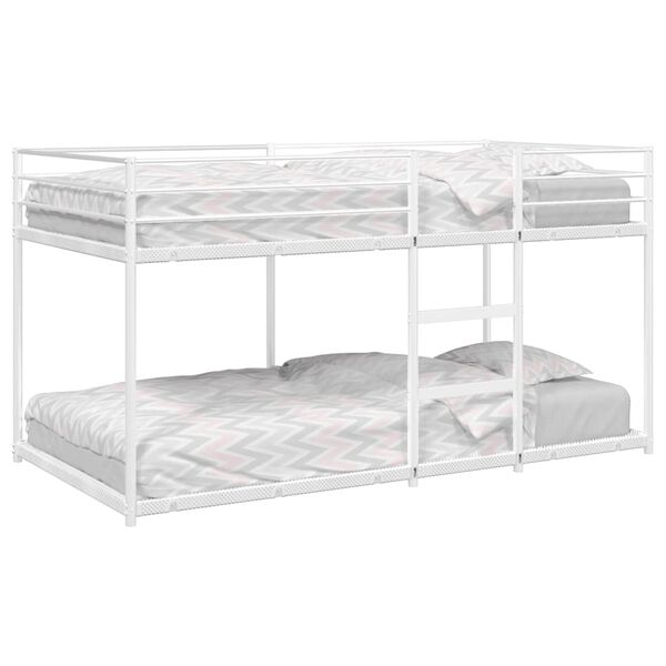 vidaXL Bunk Bed White Steel, mesh fabric Twin Bunk Bed Rectangular