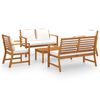 vidaXL Garden Lounge Set Cream and Natural Wood Solid Acacia Wood, Polyester