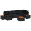 vidaXL Garden Sofa Set with Cushion 8 pcs Black Poly Rattan