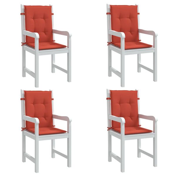 vidaXL Lowback Chair Cushion Set of 4 Melange Red 100% polyester
