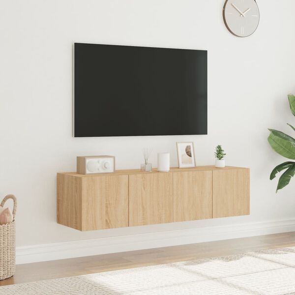 vidaXL TV Wall Cabinet Set of 2 Sonoma Oak Engineered Wood Standard