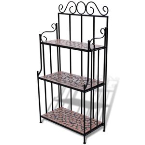 vidaXL Plant Stand Terracotta and black Iron and ceramic