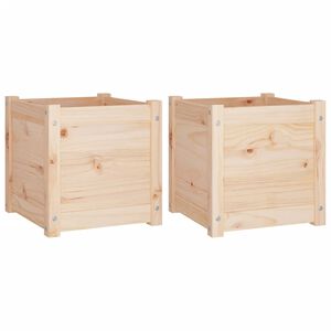 vidaXL Planter Set of 2 Natural Wood Solid Pinewood Medium Planters