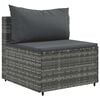 vidaXL Patio Lounge Set Grey PE Rattan 7 Piece Adjustable Feet