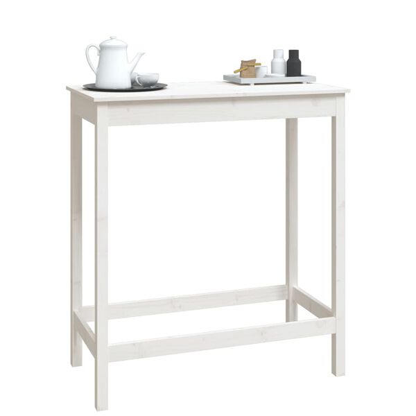 vidaXL Bar Table White Solid Pine Wood 39.4 in x 19.7 in x 43.3 in