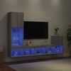 vidaXL TV Wall Unit Grey sonoma Engineered wood, glass Large