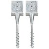 vidaXL Ground Spikes 2 pcs Silver 5.5x5.5x22.8" Galvanised Steel