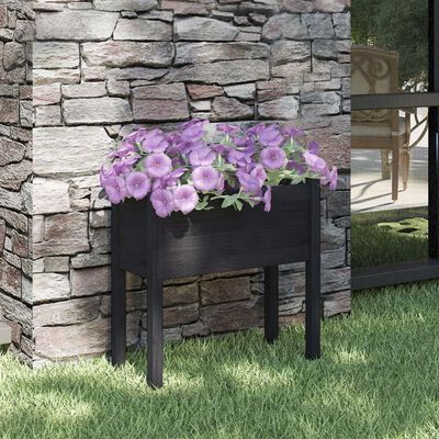 vidaXL Garden Planter Black 27.6"x12.2"x27.6" Solid Wood Pine