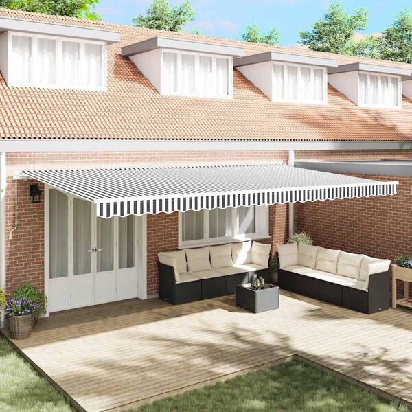 vidaXL Retractable Awning Anthracite and White