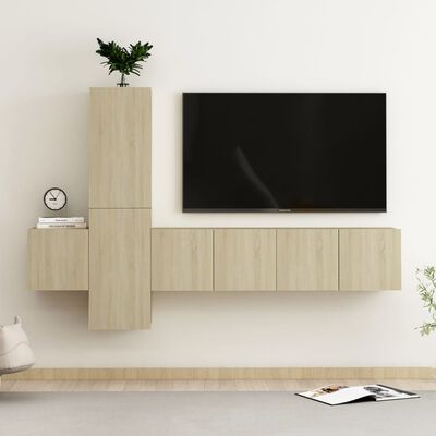 vidaXL 5 Piece TV Stand Set Sonoma Oak Engineered Wood