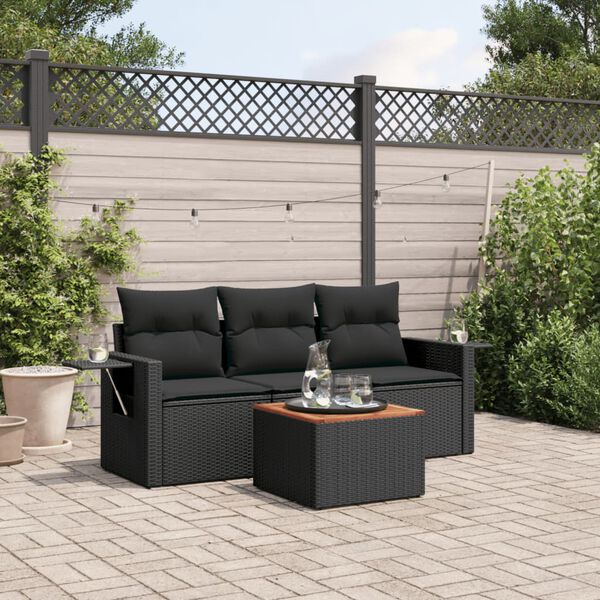 vidaXL Garden Sofa Set Black