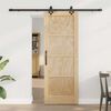 vidaXL Sliding Door Natural and Black 28.94 x 78.15 in Solid Pine Wood