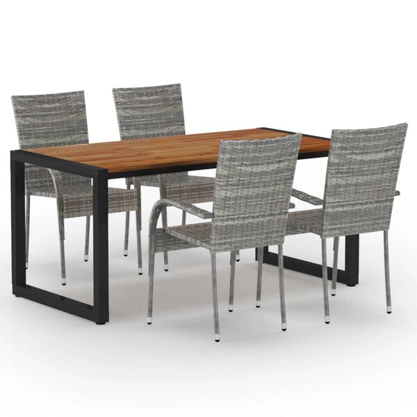 vidaXL 5 Piece Patio Dining Set Gray