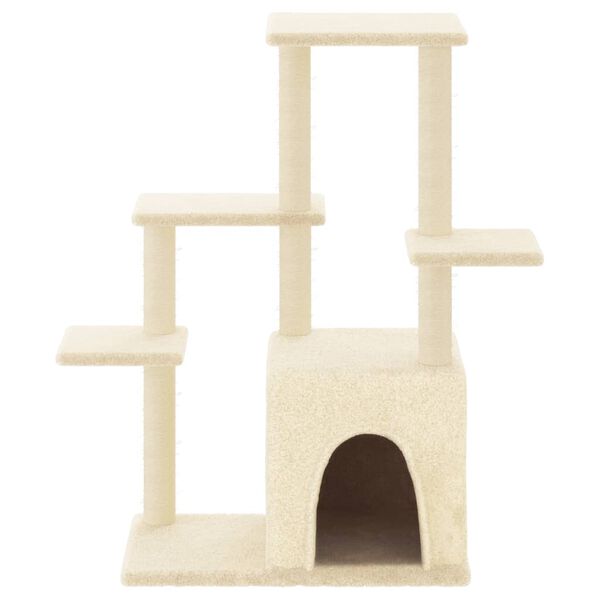 vidaXL Cat Tree Cream Engineered wood, plush, sisal 38.4 in Modern