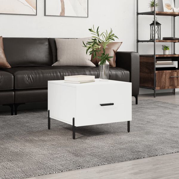vidaXL Coffee Table White Engineered Wood, Iron Compact Modern