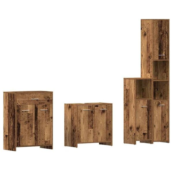 vidaXL Bathroom Furniture Set Old wood Engineered wood Medium Storage