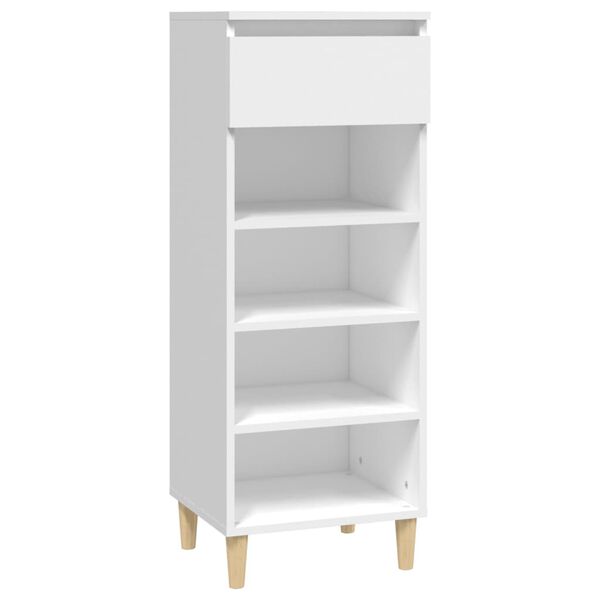vidaXL Shoe Cabinet White Engineered wood, Solid eucalyptus wood Compact
