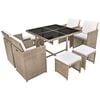 vidaXL Outdoor Dining Set Grey/Beige with Cream White Cushions