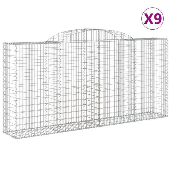 vidaXL Gabion Basket Set of 9 Silver Galvanized iron
