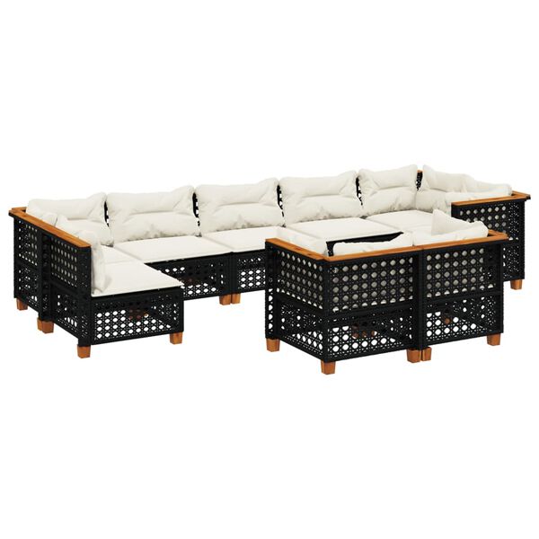 vidaXL Garden Sofa Set Black PE Rattan Large Modular Garden Sofa Set