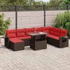 vidaXL 9 Piece Patio Sofa Set with Cushions Brown Poly Rattan Acacia