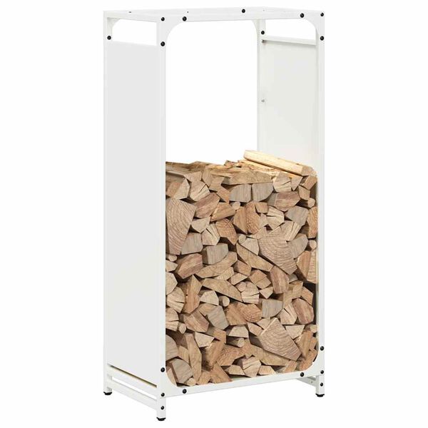 vidaXL Firewood Rack White 17.3x11.0x35.4" Cold-rolled steel