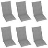 vidaXL Garden Chair Set of 6 Natural acacia wood, Grey cushion
