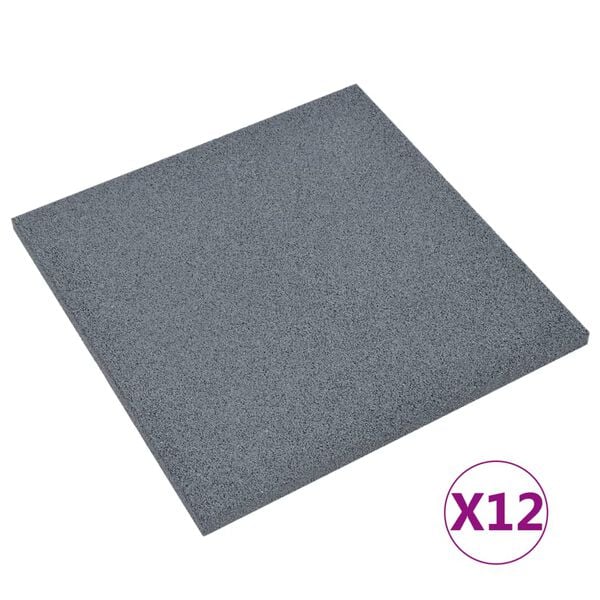 vidaXL Fall Protection Tiles 12 pcs Rubber 19.7x19.7x1.2" Grey (2x93439)