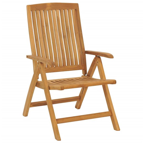vidaXL Reclining Garden Chair Set of 4 Cream Cushion Solid teak wood