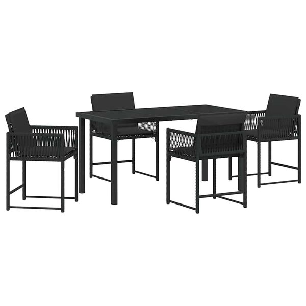 vidaXL Garden Dining Set 5 pcs Black Poly Rattan