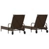 vidaXL Sun Lounger Brown Poly Rattan Standard Adjustable Armrests