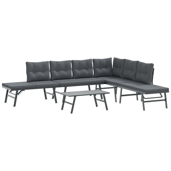 vidaXL Bench Set Black, Anthracite Sturdy Steel Large Bench Set