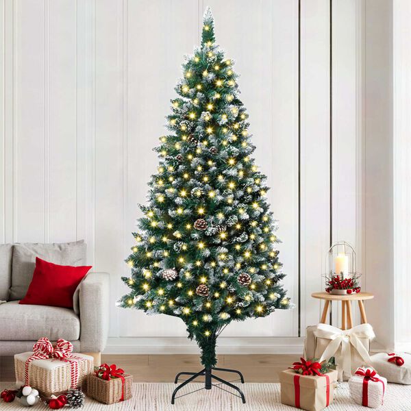 vidaXL Artificial Christmas Tree Green 70.9" PVC and Steel and Plastic