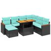 vidaXL 8 Piece Patio Sofa Set with Cushions Black Poly Rattan