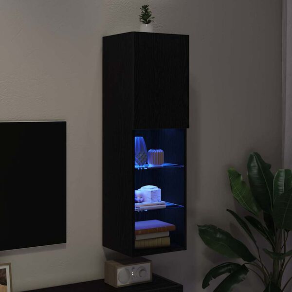 vidaXL TV Cabinet Black 12.01 x 11.81 x 40.16 in Engineered Wood