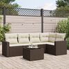 vidaXL Garden Sofa Set Brown PE Rattan Medium Adjustable Feet