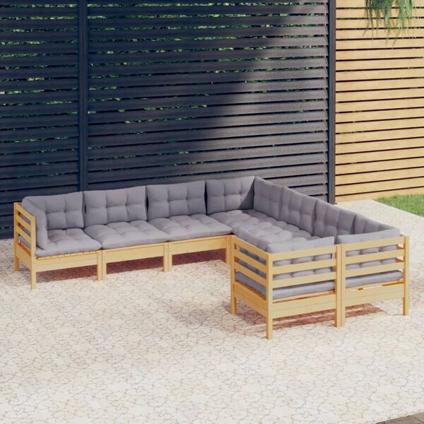 vidaXL Garden Lounge Set Grey and Natural Wood