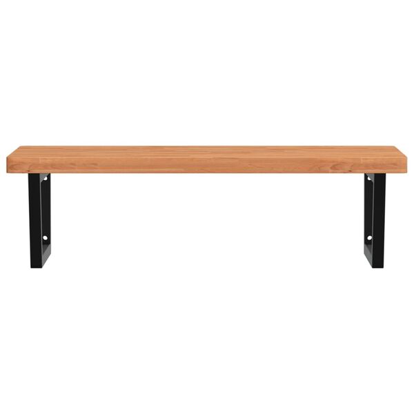 vidaXL Basin Shelf Wall Mounted Steel and Solid Wood Beech