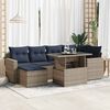 vidaXL 7 Piece Patio Sofa Set with Cushions Gray Poly Rattan Acacia